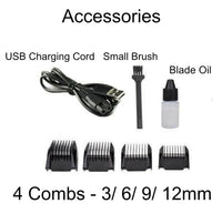 Cordless Pet Clipper Kit with 4 Combs - USB