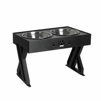 Elevated Pet Feeder Food Water Double Bowl Adjustable Height