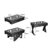 Elevated Pet Feeder Food Water Double Bowl Adjustable Height