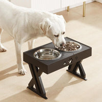 Elevated Pet Feeder Food Water Double Bowl Adjustable Height