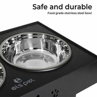 Elevated Pet Feeder Food Water Double Bowl Adjustable Height