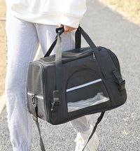Portable Pet Bag - Black Travel Tote with Pet Mat