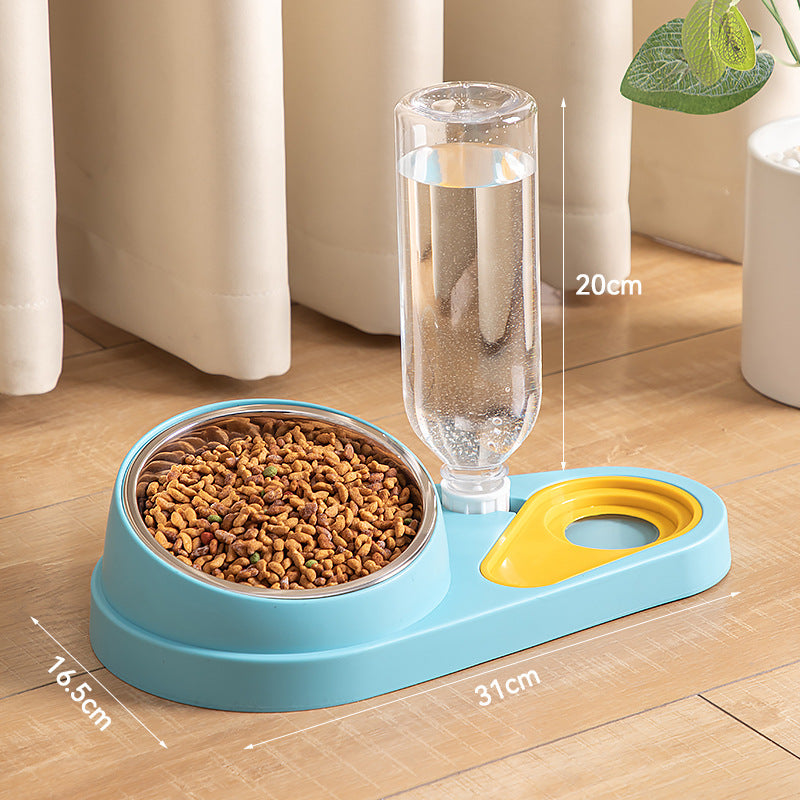 Bowl Set with Gravity Water Dispenser — Blue