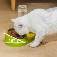 Bowl Set with Gravity Water Dispenser — White & Yellow