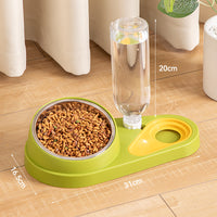 Bowl Set with Gravity Water Dispenser — Green & Yellow