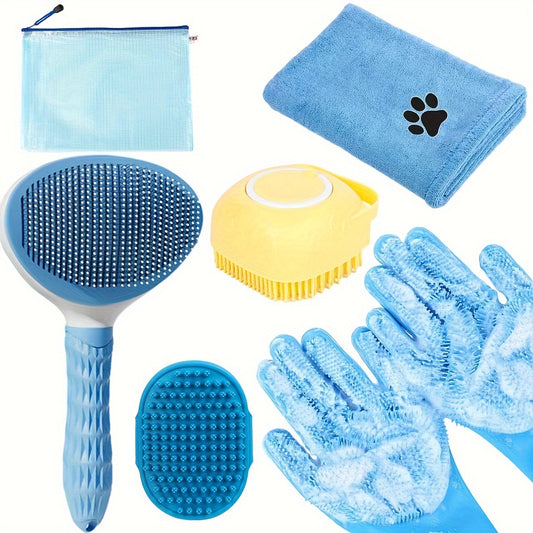 6-Piece Dog Grooming Bath Set - Blue