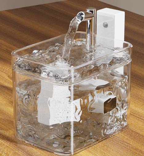 Wireless Sensor Cat Water Fountain 1.5L — Clear