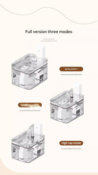 Wireless Sensor Cat Water Fountain 1.5L — Clear