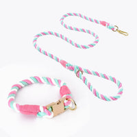 Handmade Gradient Rope Dog Collar & Leash Set - Colorful
