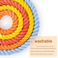 Handmade Rope Dog Collar and Leash Set - Colorful Woven Cotton
