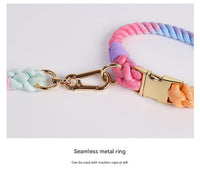 Handmade Rope Dog Collar and Leash Set - Colorful Woven Cotton