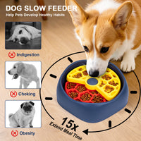 Yellow,Green and Blue Interactive Dog Puzzle Feeder Bowl