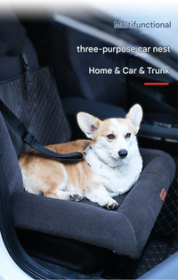 Plush Dog Car Booster Seat - 2-in-1 Travel Bed