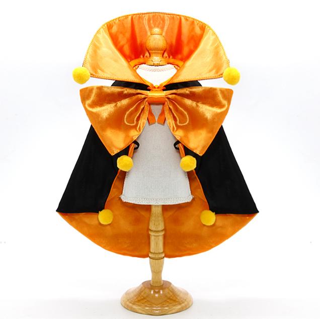Regal Vampire Pet Cape, Halloween Costume Cloak with Bow and Pom-Poms