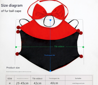 Regal Vampire Pet Cape, Halloween Costume Cloak with Bow and Pom-Poms