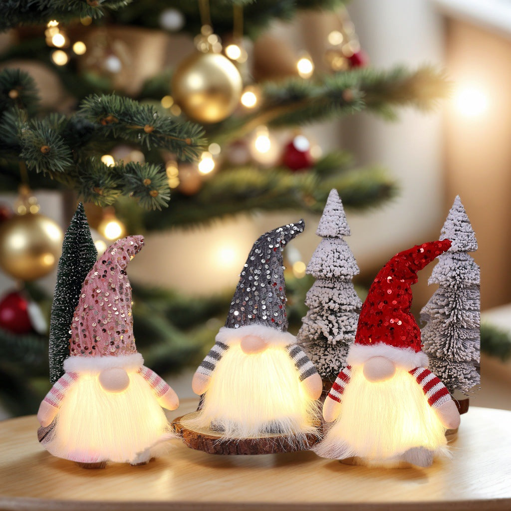2 Pcs Green Charming Light-Up Christmas Gnome - Festive Nordic Plush Holiday Decoration