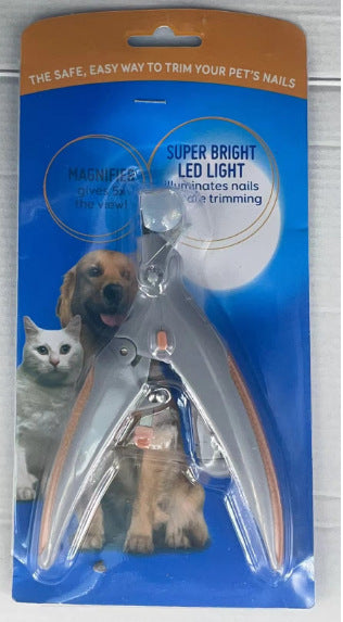 LED Pet Nail Clippers with 5x Magnifier - Grey