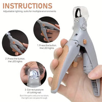 LED Pet Nail Clippers with Magnifier - Grey/Orange