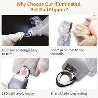 LED Pet Nail Clippers with Magnifier - Grey/Orange