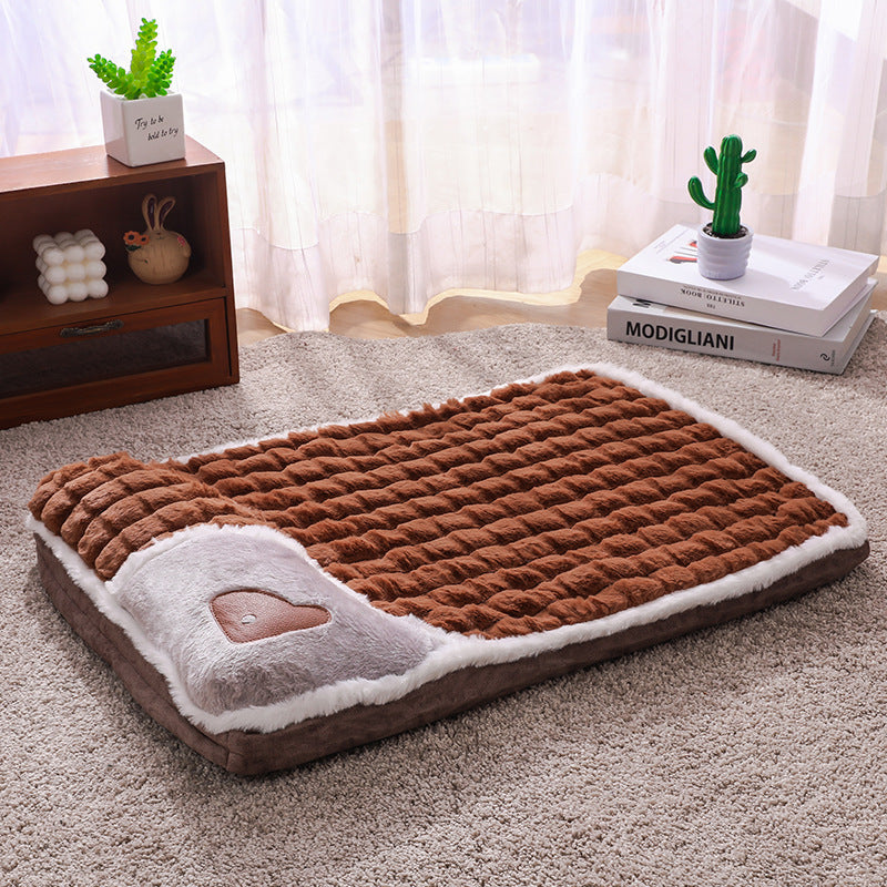 Thickened Pet Sofa Bed 50x35cm Coffee Dog Mat with Integrated