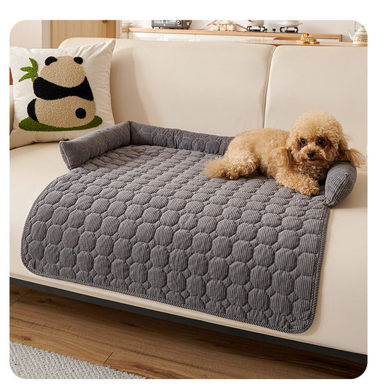 Pet Sofa Protector & Calming Bolster Bed with Diamond Lattice