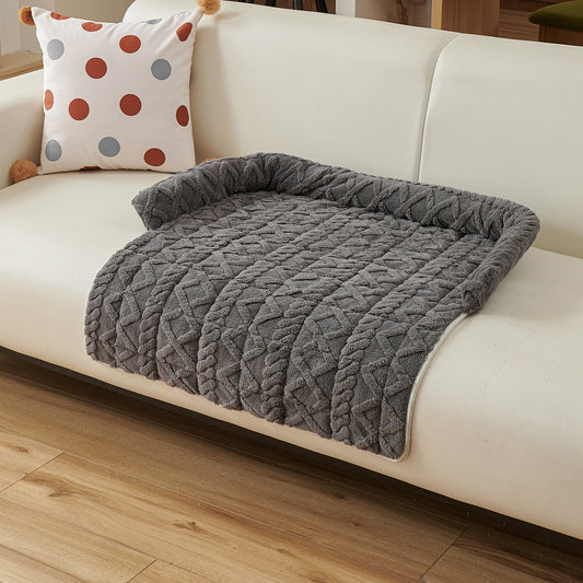 Pet Sofa Protector & Calming Bolster Bed with Cable Knit