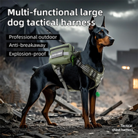 3-Piece Green Tactical Dog Harness Set - Heavy Duty No-Pull