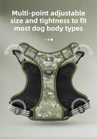 3-Piece Green Tactical Dog Harness Set - Heavy Duty No-Pull
