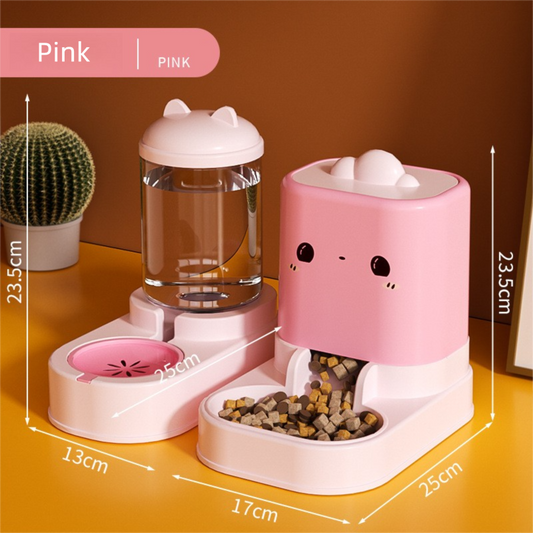 2-in-1 Feeder & Waterer Station 2.2L + 1L — Pink