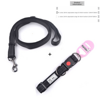 Vibrant Reflective Dog Collar and Leash Set - Adjustable Nylon