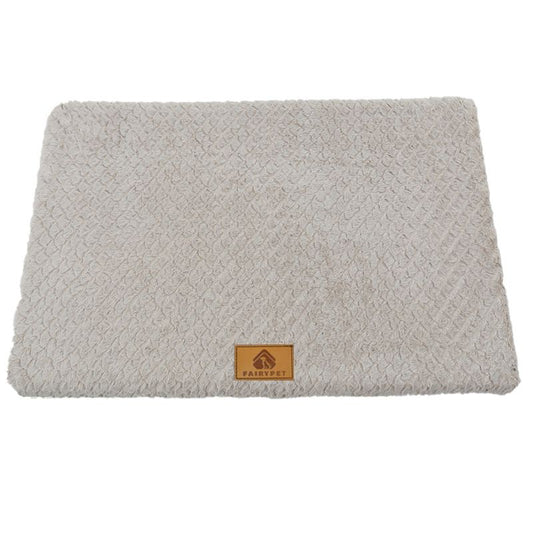 Silver-gray Pet Dog Bed Mat - Plush Short Fur Cover with Wave