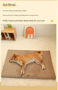 Silver-gray Pet Dog Bed Mat - Plush Short Fur Cover with Wave