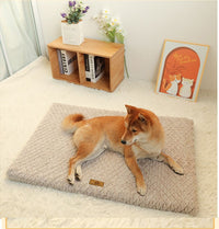 Silver-gray Pet Dog Bed Mat - Plush Short Fur Cover with Wave