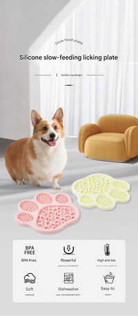 Silicone Slow Feeder Lick Mat - Paw Shaped Pet Bowl