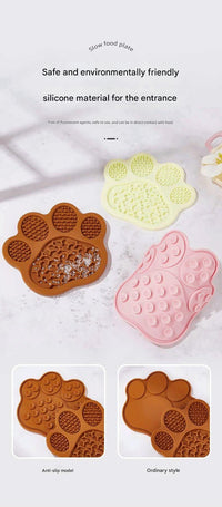 Silicone Slow Feeder Lick Mat - Paw Shaped Pet Bowl