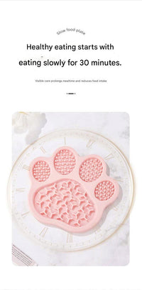 Silicone Slow Feeder Lick Mat - Paw Shaped Pet Bowl
