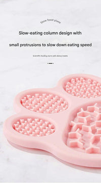 Silicone Slow Feeder Lick Mat - Paw Shaped Pet Bowl