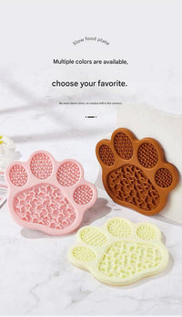 Silicone Slow Feeder Lick Mat - Paw Shaped Pet Bowl