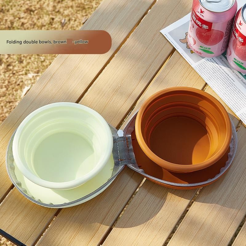 And Yellow Portable Collapsible Silicone Pet Bowl - Food Grade