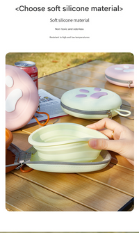 And Yellow Portable Collapsible Silicone Pet Bowl - Food Grade