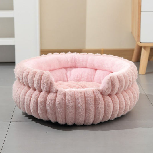 Plush Donut Cat Bed 60cm — Pink