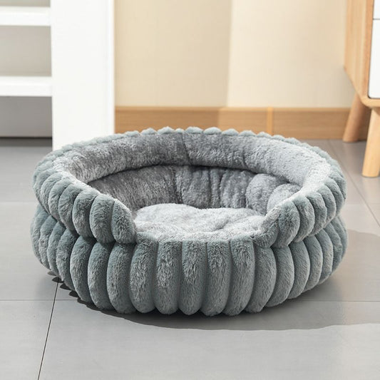 Plush Donut Cat Bed 60cm — Grey