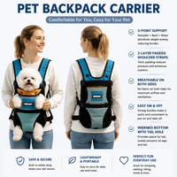 Hands Free Adjustable Dog Carrier Backpack with 3-Point