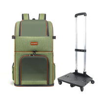 Pet Backpack & Trolley Carrier — Foldable, Green