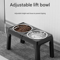 Adjustable Elevated Dog Bowl Stand with Stainless Steel Double