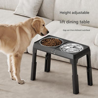 Adjustable Elevated Dog Bowl Stand with Stainless Steel Double