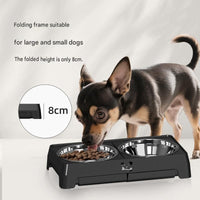 Adjustable Elevated Dog Bowl Stand with Stainless Steel Double