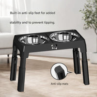 Adjustable Elevated Dog Bowl Stand with Stainless Steel Double