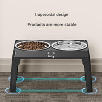 Adjustable Elevated Dog Bowl Stand with Stainless Steel Double