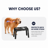 Adjustable Elevated Dog Bowl Stand with Stainless Steel Double